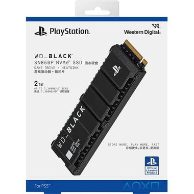 WD SN850P NVMe Internal SSD with Heatsink, 2 TB, for PlayStation 5, Black