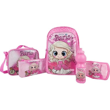 Roco Paris Girl 5-in-1 Value Set Backpack with Accessory, Pink