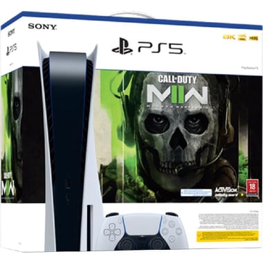 Sony PlayStation 5 Console Blu-ray Edition, 825 GB SSD, Bundle with Call of Duty: Modern Warfare II (Voucher), White