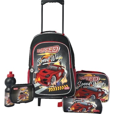 Roco Hi Speed 5-in-1 Value Set Trolley Bag with Accessory, Black/Red