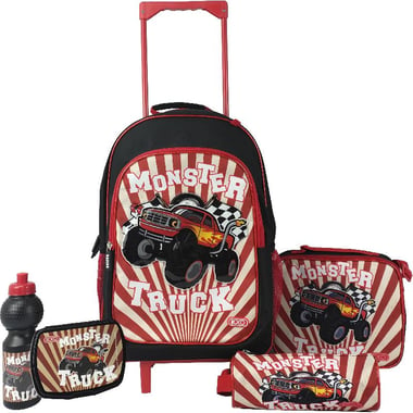 Roco Monster Truck 5-in-1 Value Set Trolley Bag with Accessory, Black/Red
