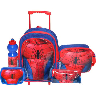 Marvel Spider-Man 5-in-1 Value Set Trolley Bag with Accessory, Red/Blue