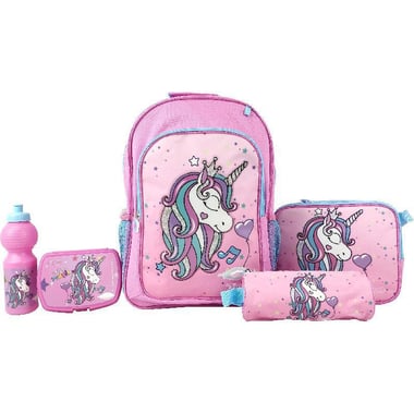 Roco Unicorn Music 5-in-1 Value Set Backpack with Accessory, Pink/Blue