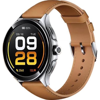 Xiaomi Watch 2 Pro Smartwatch, GPS, 1.43", Silver Stainless Steel Case, Brown Leather Strap