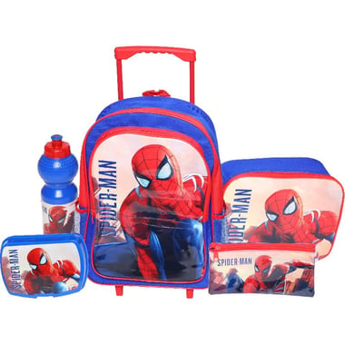 Marvel Spider-Man 5-in-1 Value Set Trolley Bag with Accessory, Blue/Red
