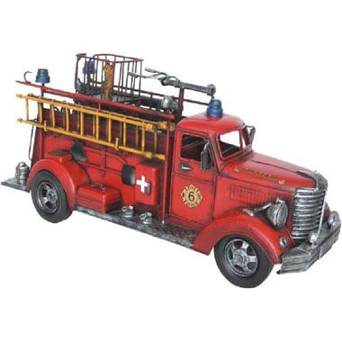 شاحنة اطفاء مركبة كلاسيكية مجسم صغير للديكور، احمر