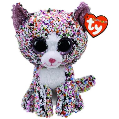 TY Flippable Confetti Cat Plush Toy, Multi-color, 3 Years and Above