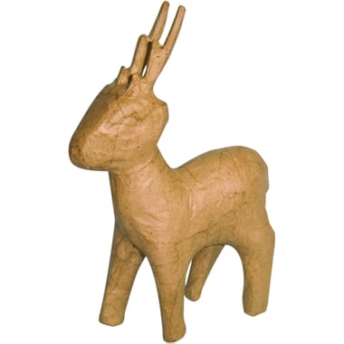 Paper Mache Accent, Animal Decor, Standing Deer, Unpainted, Recycled Paper, 9" (H)