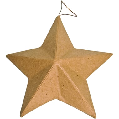 Paper Mache Accent, Decor, 3D Star, Unpainted, Recycled Paper, 6" (H)