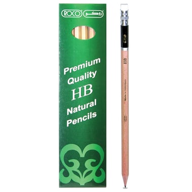 روكو ممتاز طبيعي علبة أقلام رصاص، HB، متوسط، 12‎ قطعة