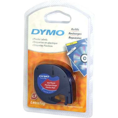 Dymo LetraTag Label Printer Tape, 12 mm X 4 m, Red