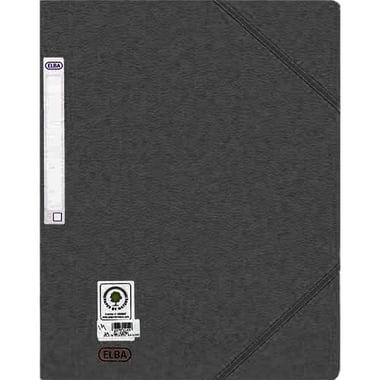 Elba Flat File Folder, with Elastic, A4, Black