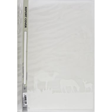 Roco Sahara Clear Front Report Cover, A4, Sway Clip, Polypropylene, White