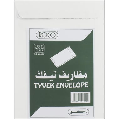 Roco Tyvek/Tear-resistant Envelopes, High Density Polyethylene Material, Adhesive, 7.00 in ( 17.78 cm )X 10.00 in ( 25.40 cm ), White