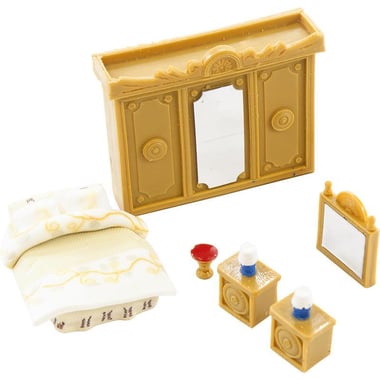 نماذج الاثاث والتصميم الداخلي، مجموعة غرفة النوم: سرير، وخزانة، ودولاب، وطاولة، 1:50، 6‎ قطع