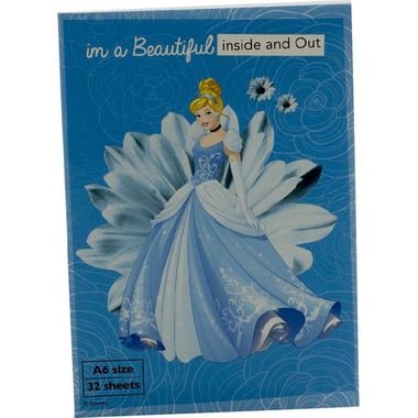 Disney Princess Exercise Book, "I'm Beautiful, Inside and Out", A6, 64 Pages (32 Sheets), Lined, Blue