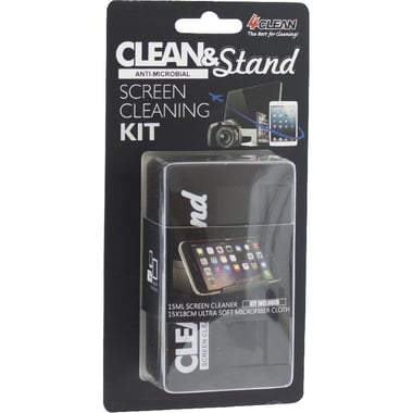 فور كلين كلين اند ستاند 15‎ ml Screen Cleaner;15‎ X ‎18‎ cm Ultra Soft Microfiber Cloth مجموعة تنظيف للشاشة، سم ‎18‎ × 15‎ :15 مل؛ قطعة قماش‎ منظف،